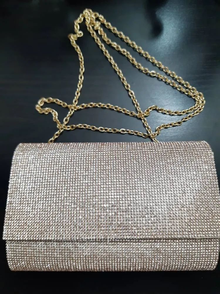 Champagne Rhinestone Clutch Purse photo 1
