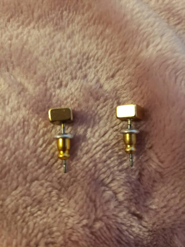 Gold Cube Costume Stud Earrings photo 1