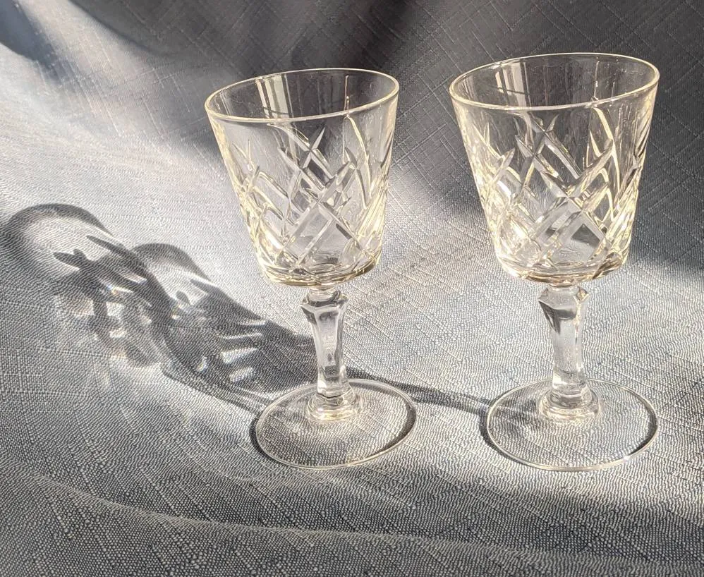 Pair Of Vintage Stemmed Shot Glasses photo 1