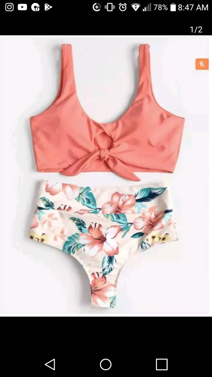 Zaful Floral Bikini-sanitary Liner Intact, Size Small photo 1