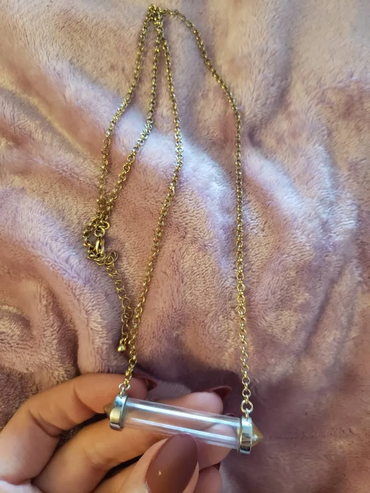 F21 Long Gold Glass Capsule Necklace photo 1