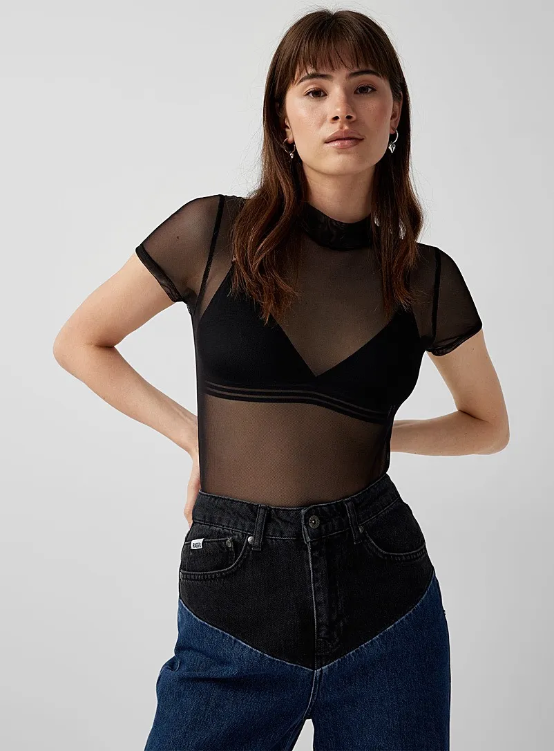 Sheer Black Bodysuit photo 1