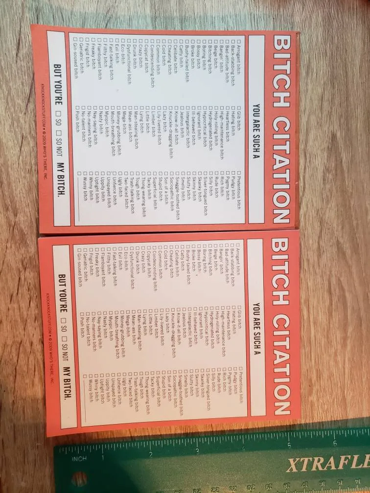 Novelty "Bitch Citation" 2 Pack photo 1