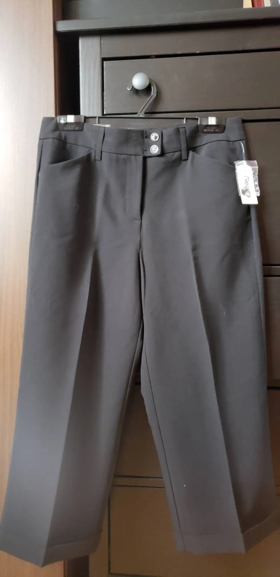 Womens Black Cropped Dress Pants photo 1