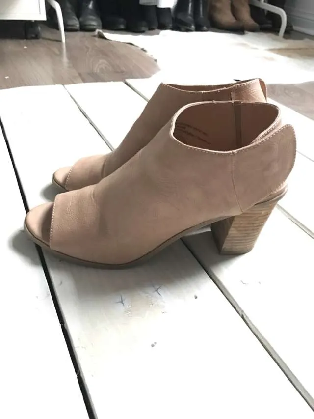 Nude Coloured Peep Toe Booties photo 1