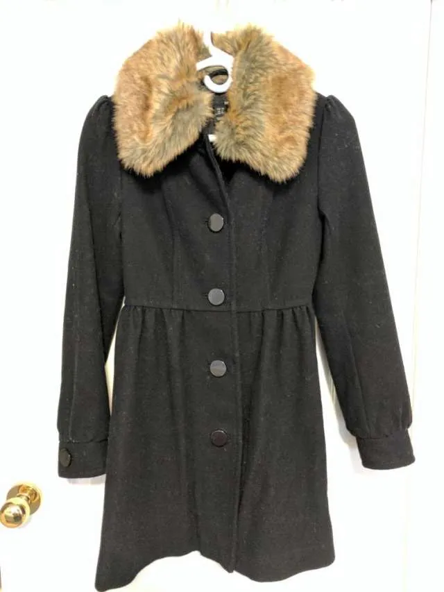 H&M Faux Fur Collar Coat photo 1