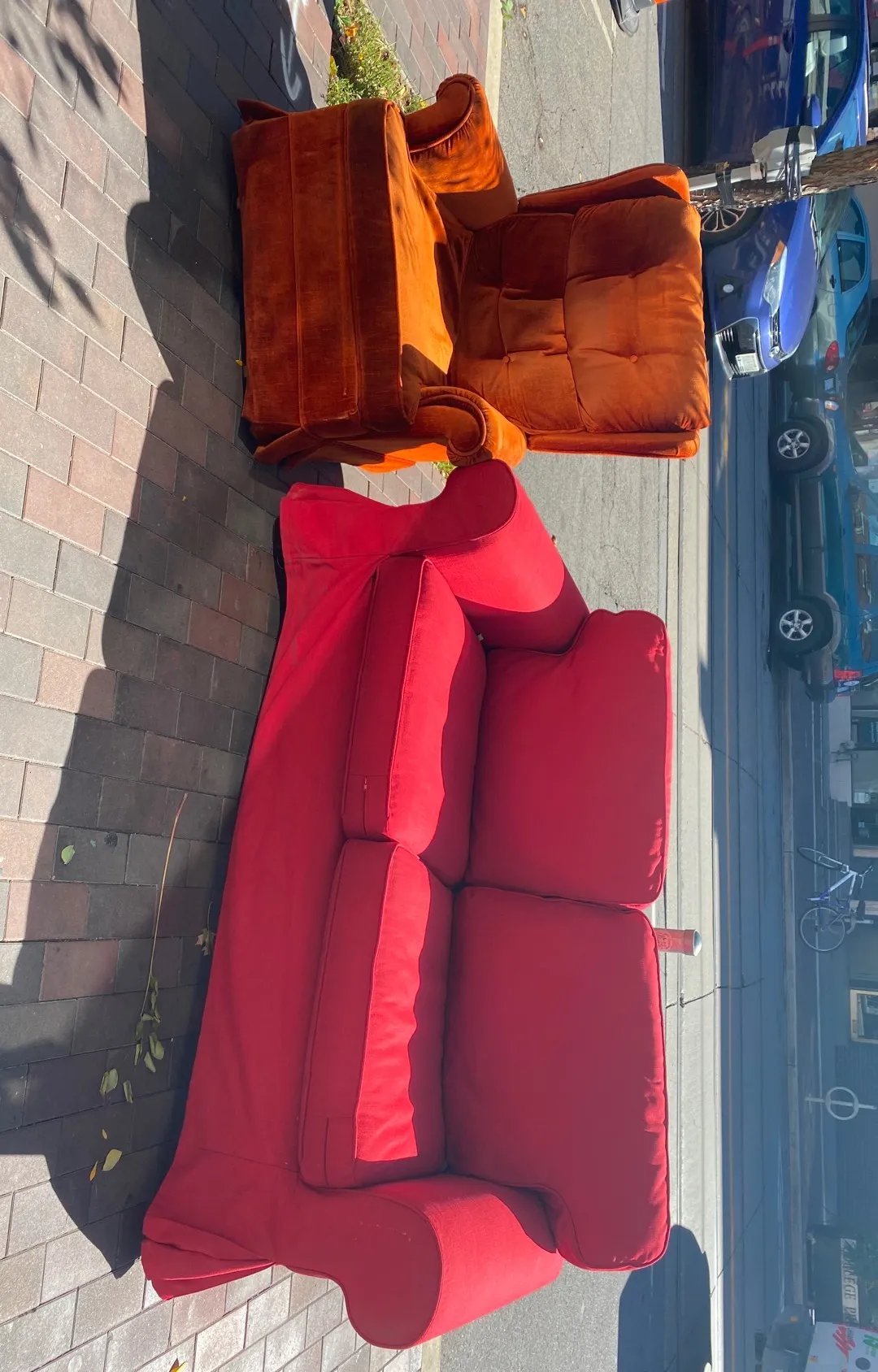 Curb Alert! Free couch and chair at College and Ossington photo 1