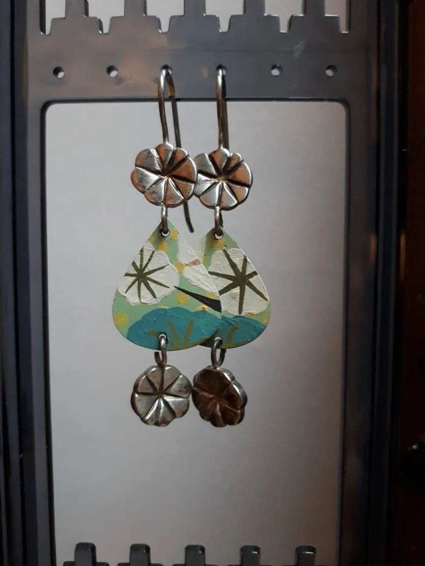 Earrings From Catalonia- Silver and Hand-painted Abalone photo 1