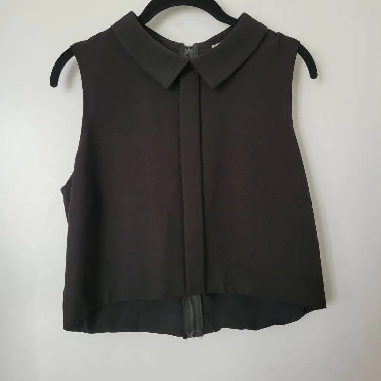 Black Collared Women's Top With Zip photo 1