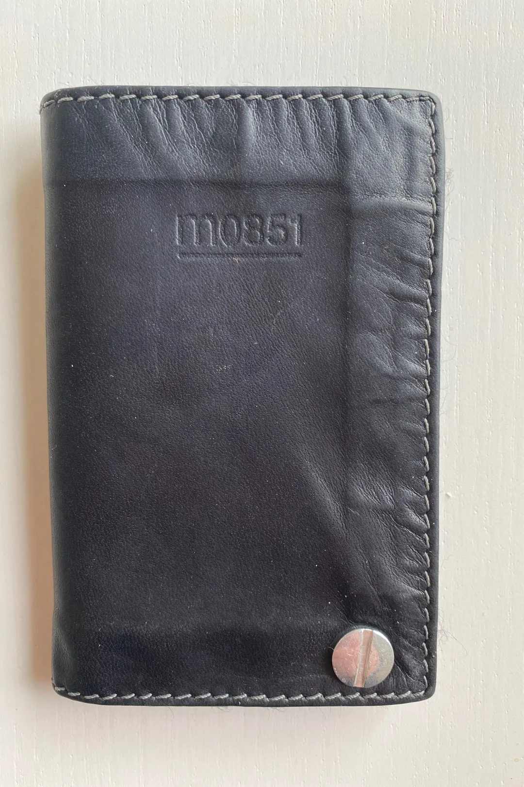 🧡 M0851 Navy Leather Card Holder photo 1