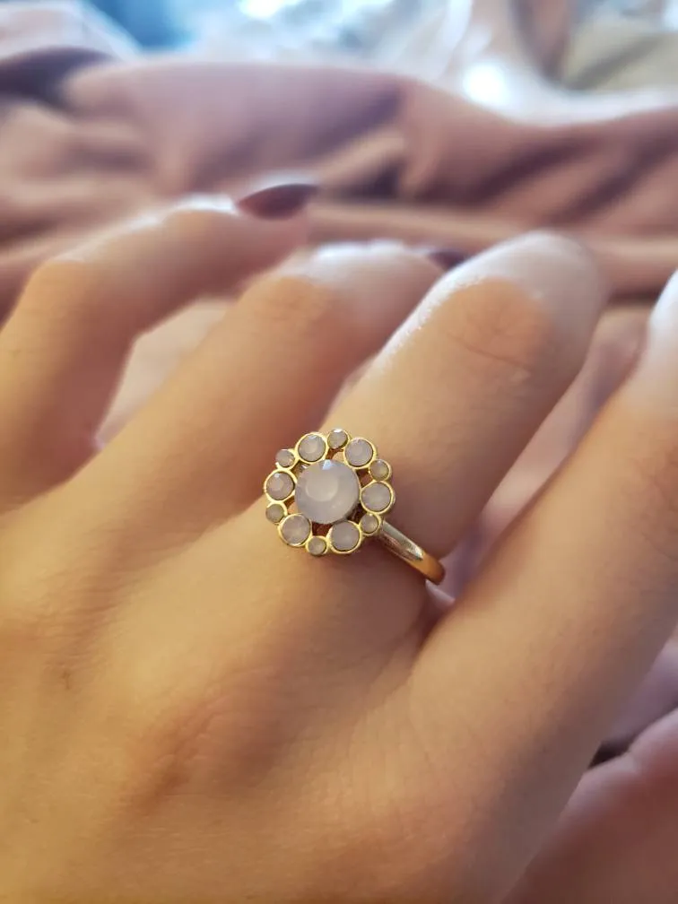 Gold And Pink Stone Costume Flower Ring photo 1