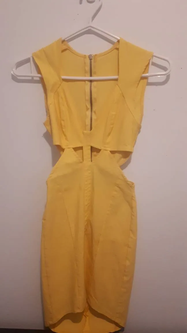 Yellow Cutout Mini Dress photo 1
