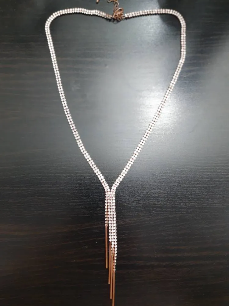 Rose Gold Rhinestone Necklace photo 1