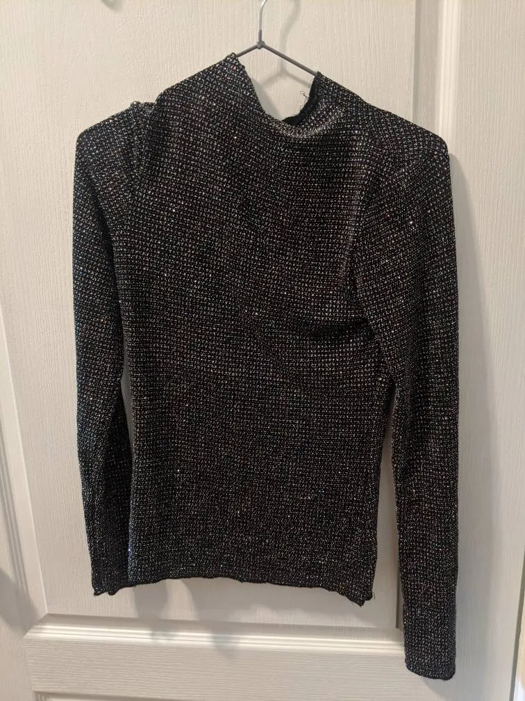 Glittery sparkly stretchy long sleeve top Small photo 1