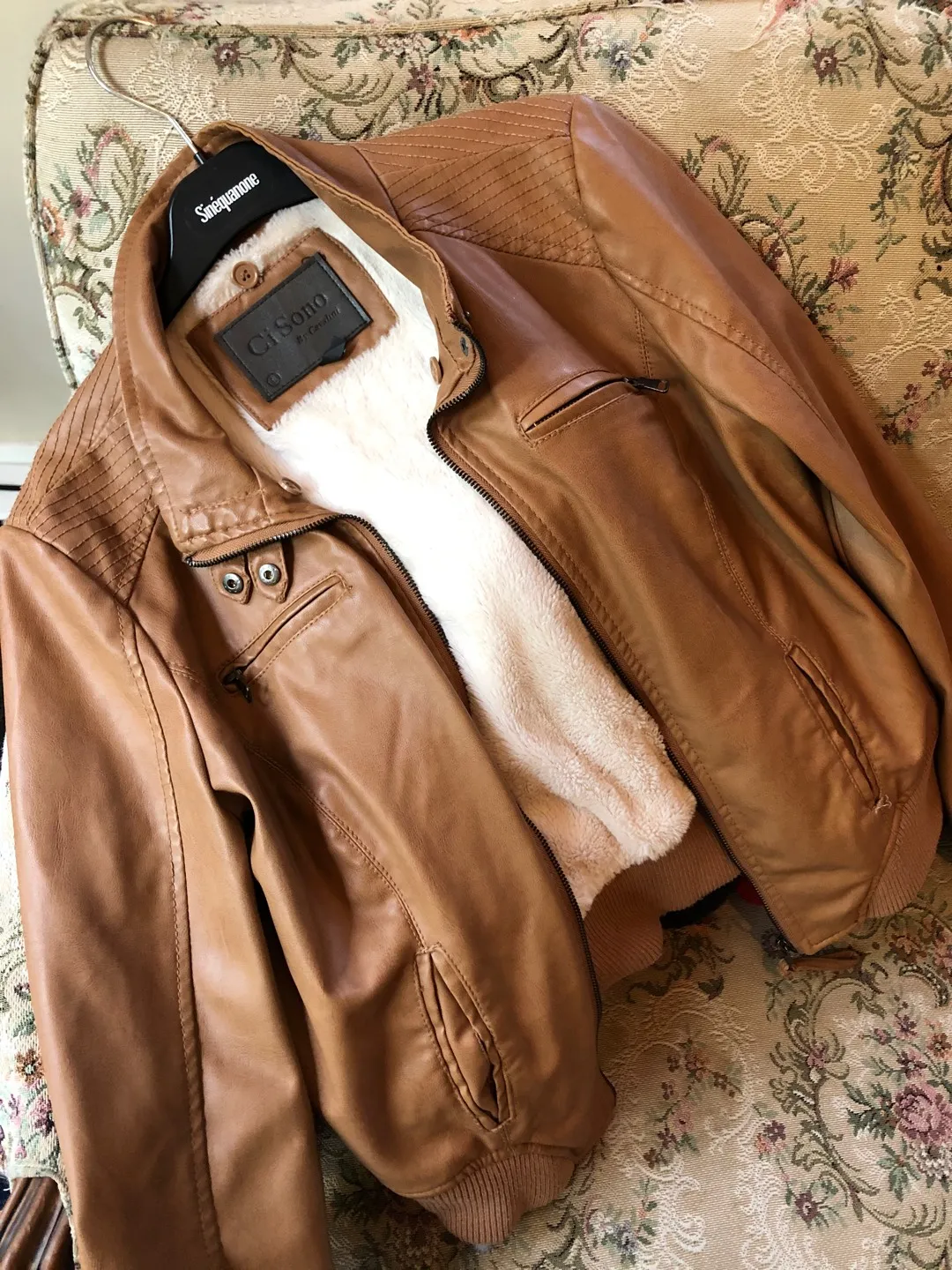 Soft Brown Faux Leather Jacket photo 1