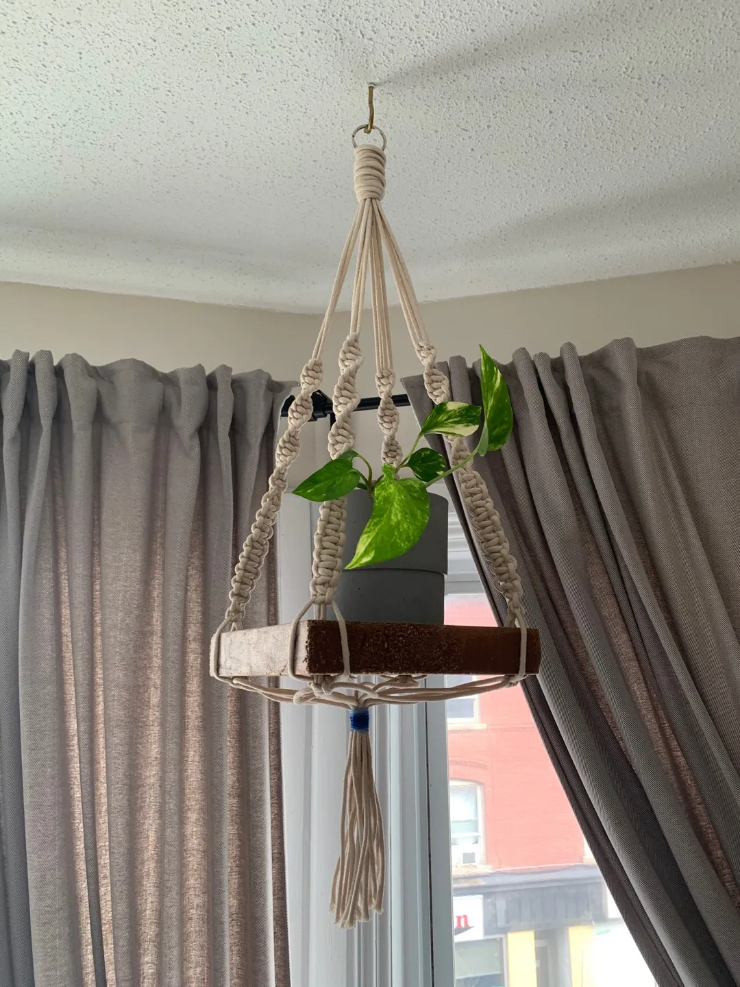 Macrame Shelf Hanging Planter (Reclaimed Wood) photo 1