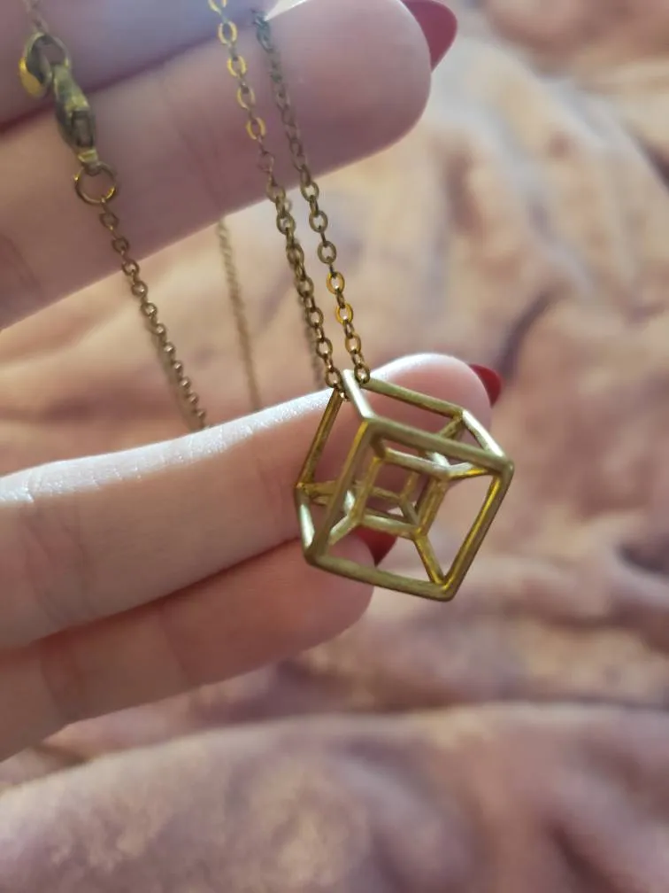 Gold Cube Costume Necklace photo 1