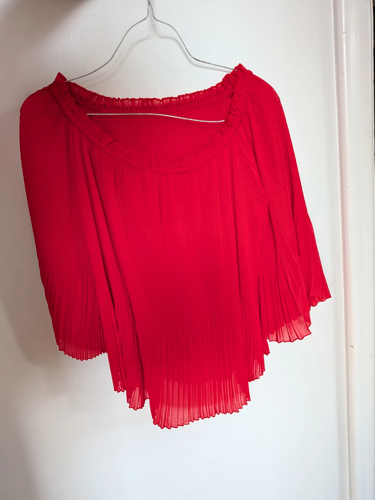 Vintage pleated red top -size L photo 1