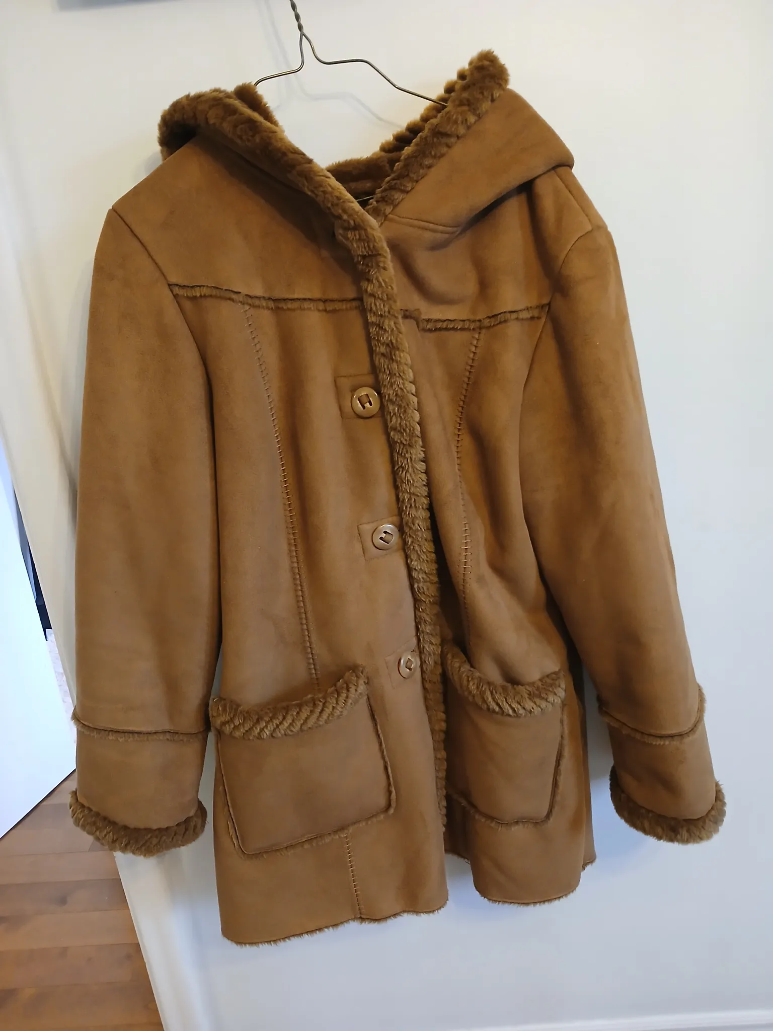 Faux suede shearling coat - XL photo 1