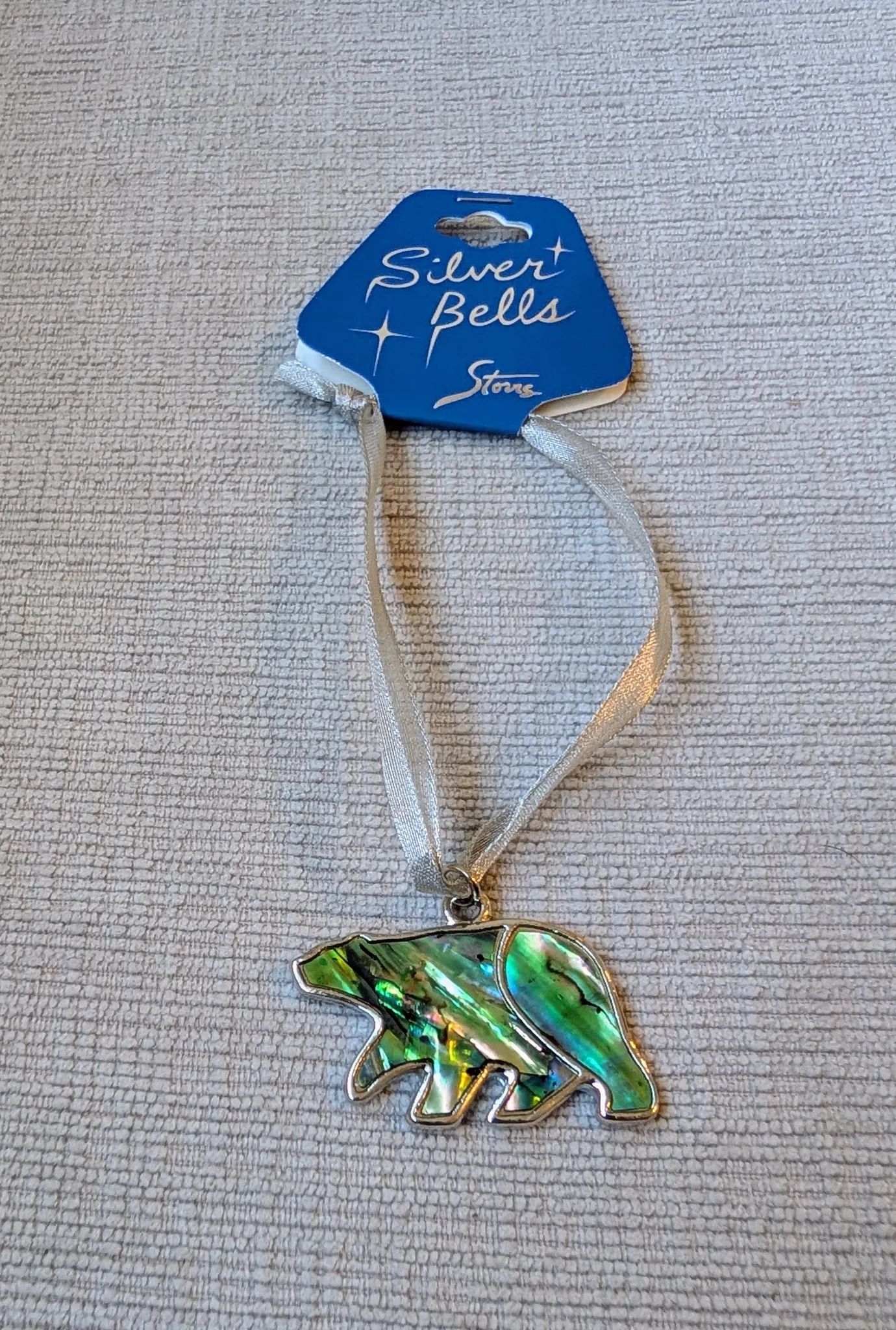 Brand New Silver Bells Stone Polar Bear Ornament photo 1