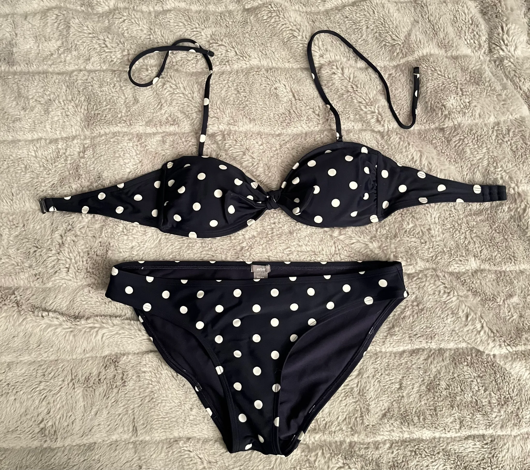 aerie navy & white polka dot bikini photo 1