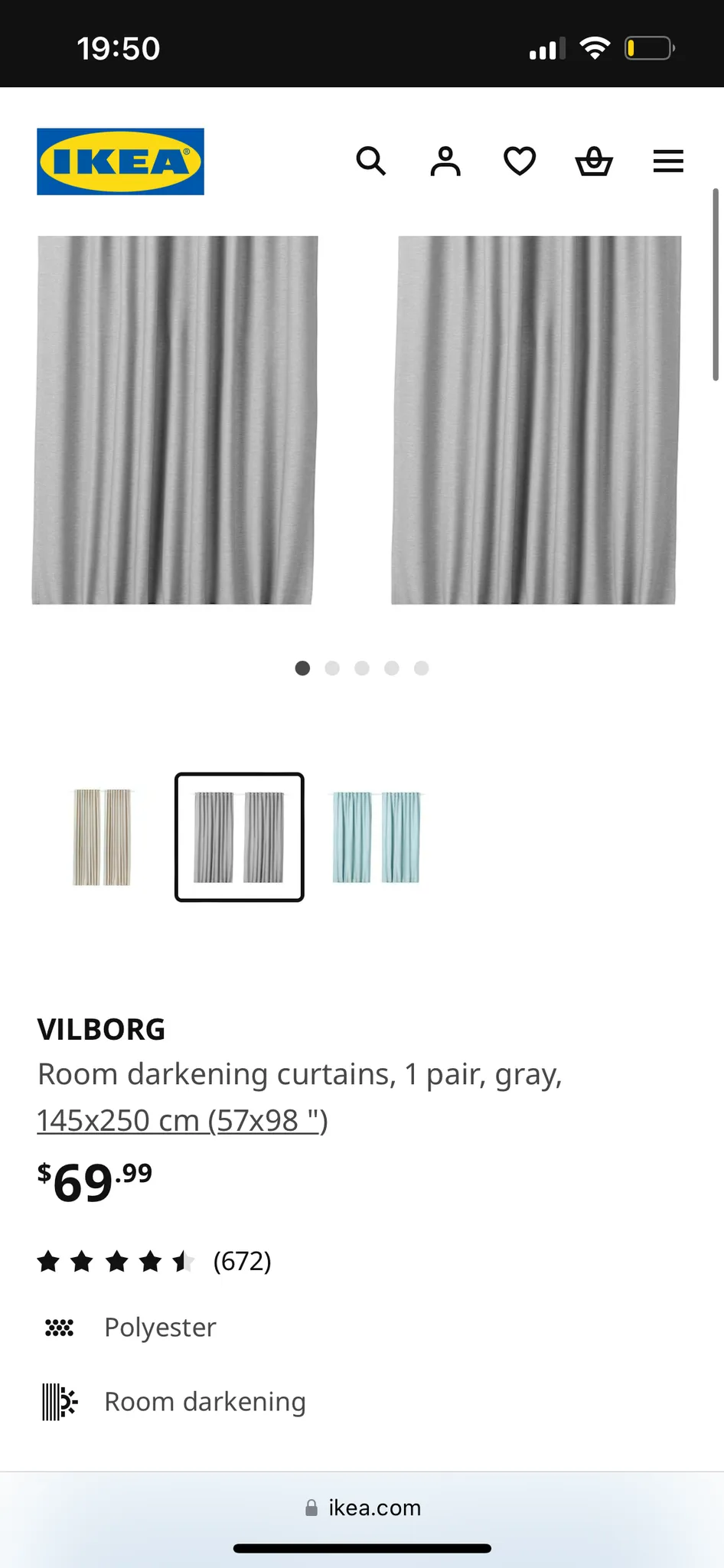 IKEA room darkening curtain photo 1