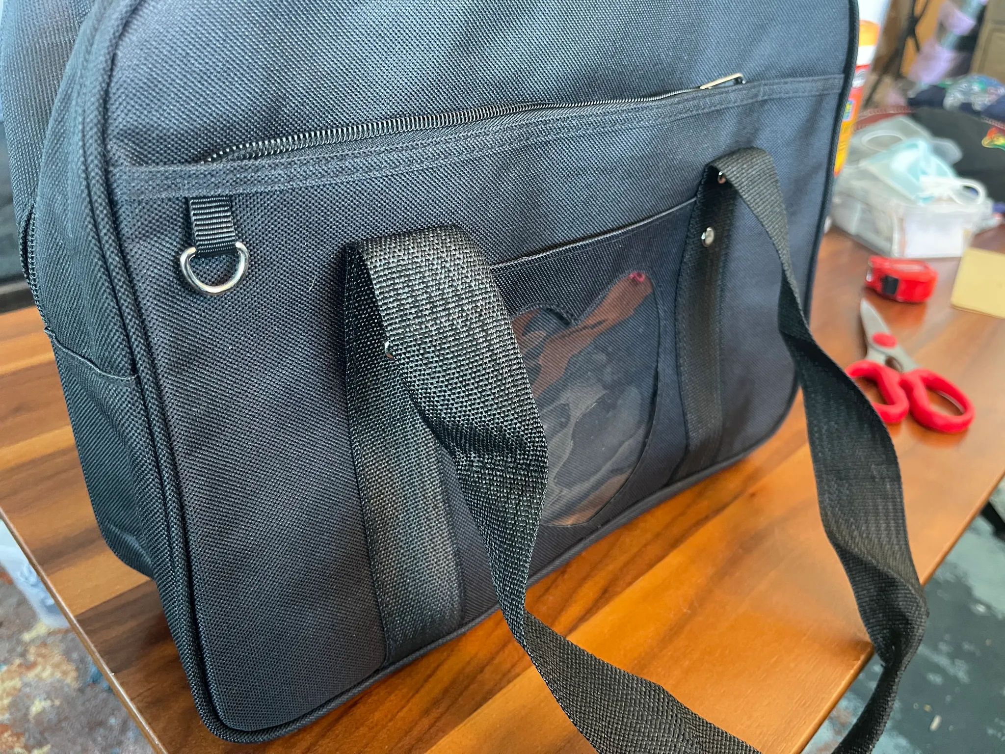 Canvas Bag with Clear Heart Peekaboo Pocket photo 1