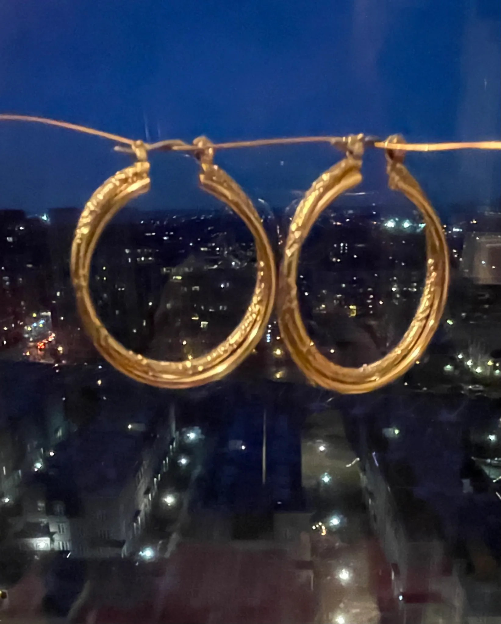 Brassy Gold Hoop Earrings photo 1