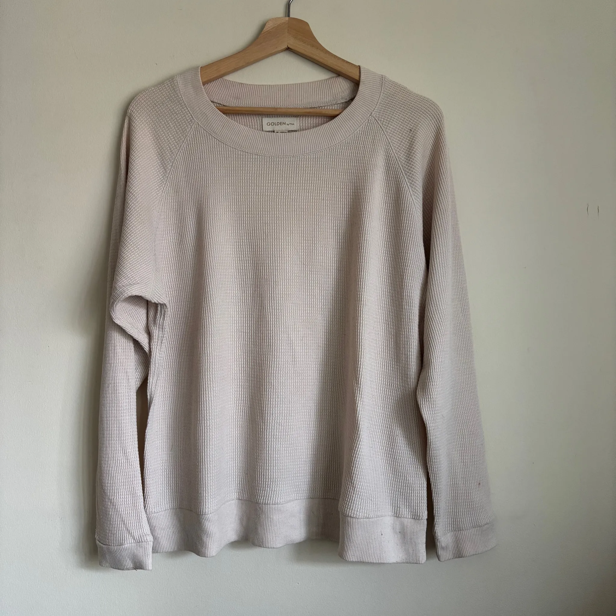 Aritzia TNA Beige Waffle Knit Sweater photo 1