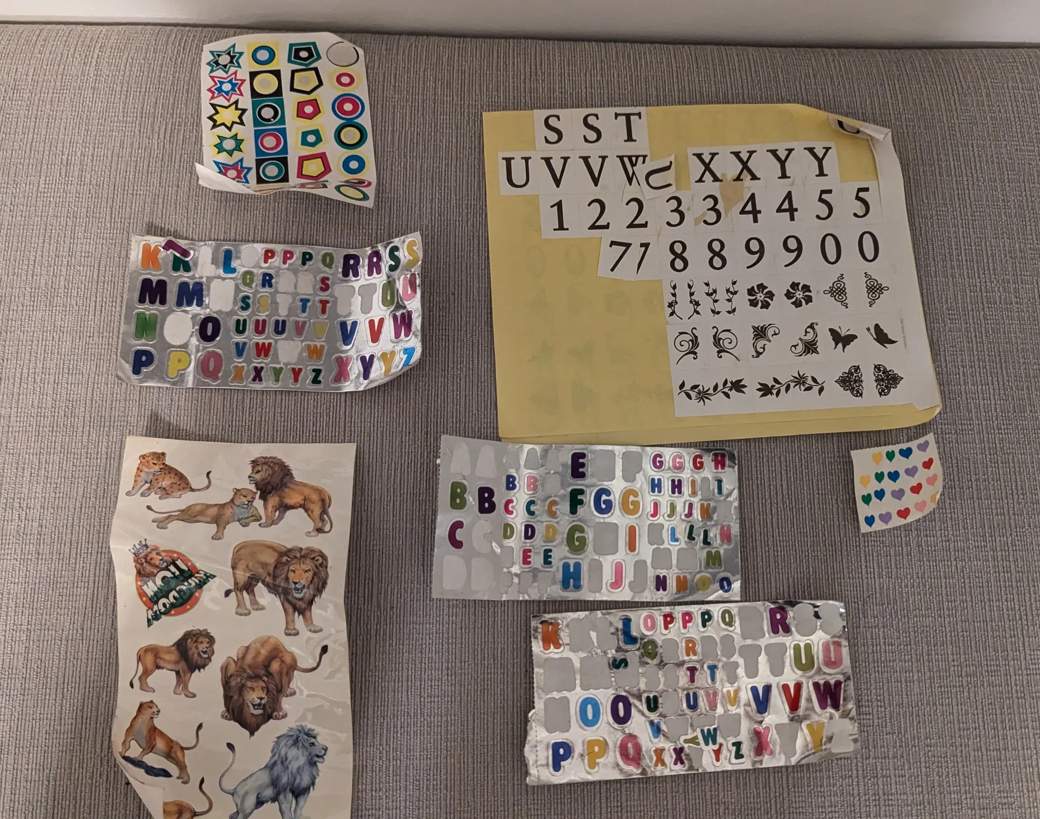 Assorted Sticker Sheets - Letters, Numbers, Animals, Shapes photo 1