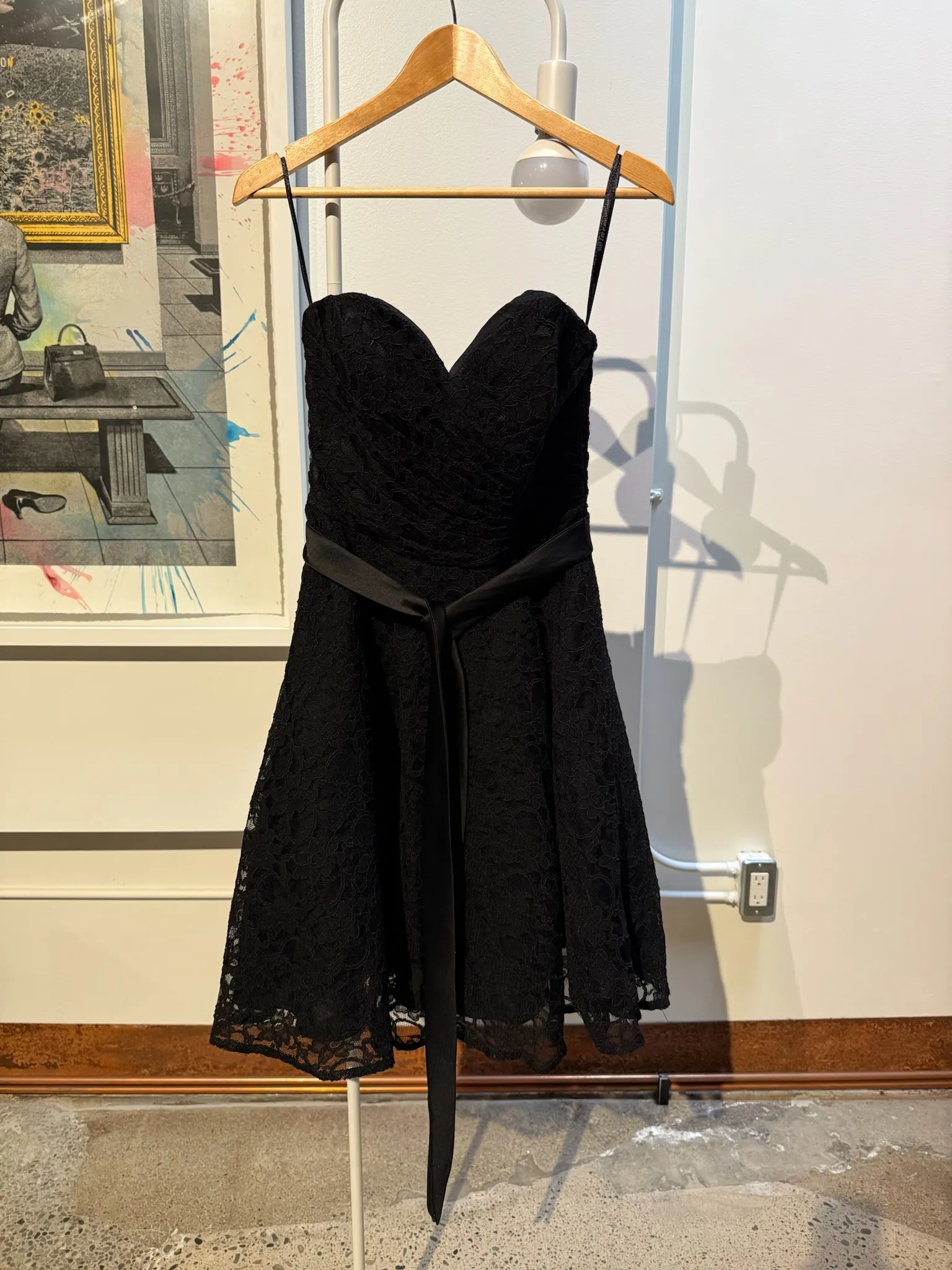 Black Lace Strapless Cocktail Dress photo 1