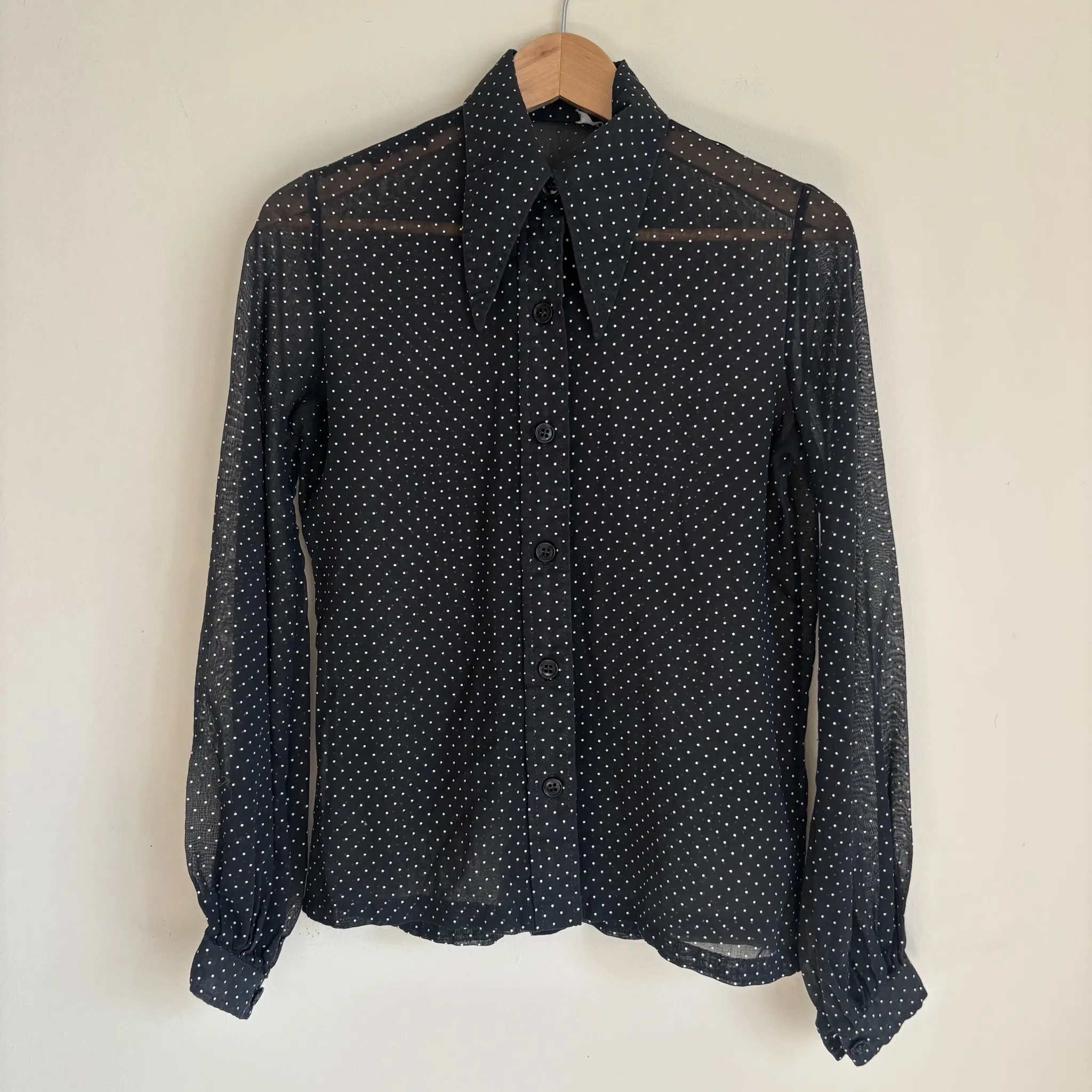 Vintage Sheer Polka Dot Blouse photo 1