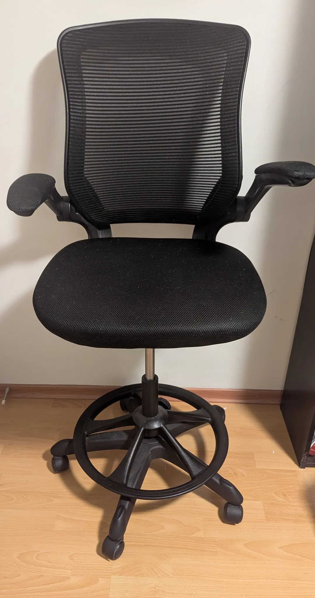 Flash Furniture Mid-Back Black Mesh Ergonomic Drafting Chair wit photo 1