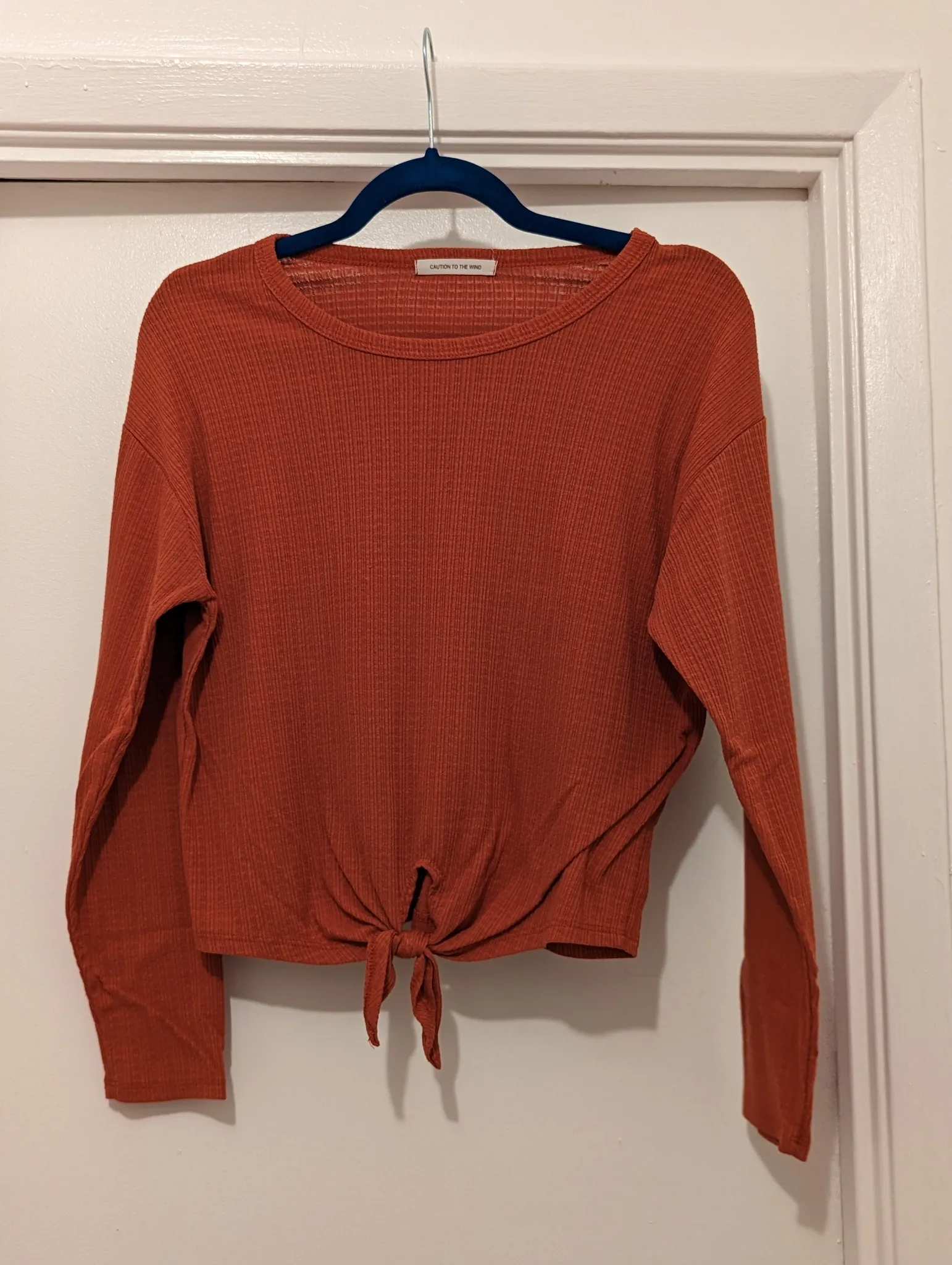 Caution To The Wind Burnt Orange Long Sleeved Shirt (S/M) photo 1