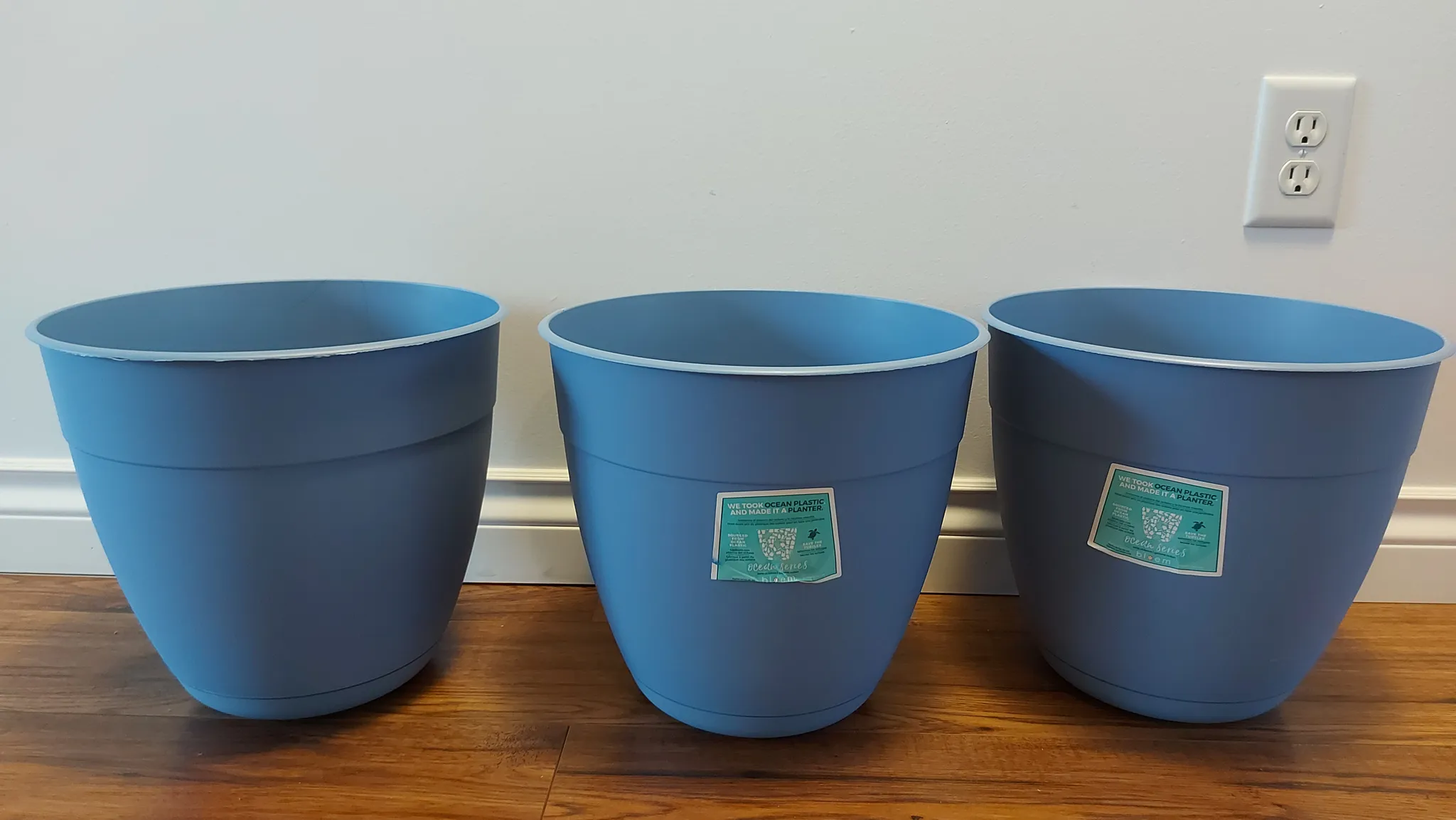 Blue environmentally friendly planter pots! photo 1