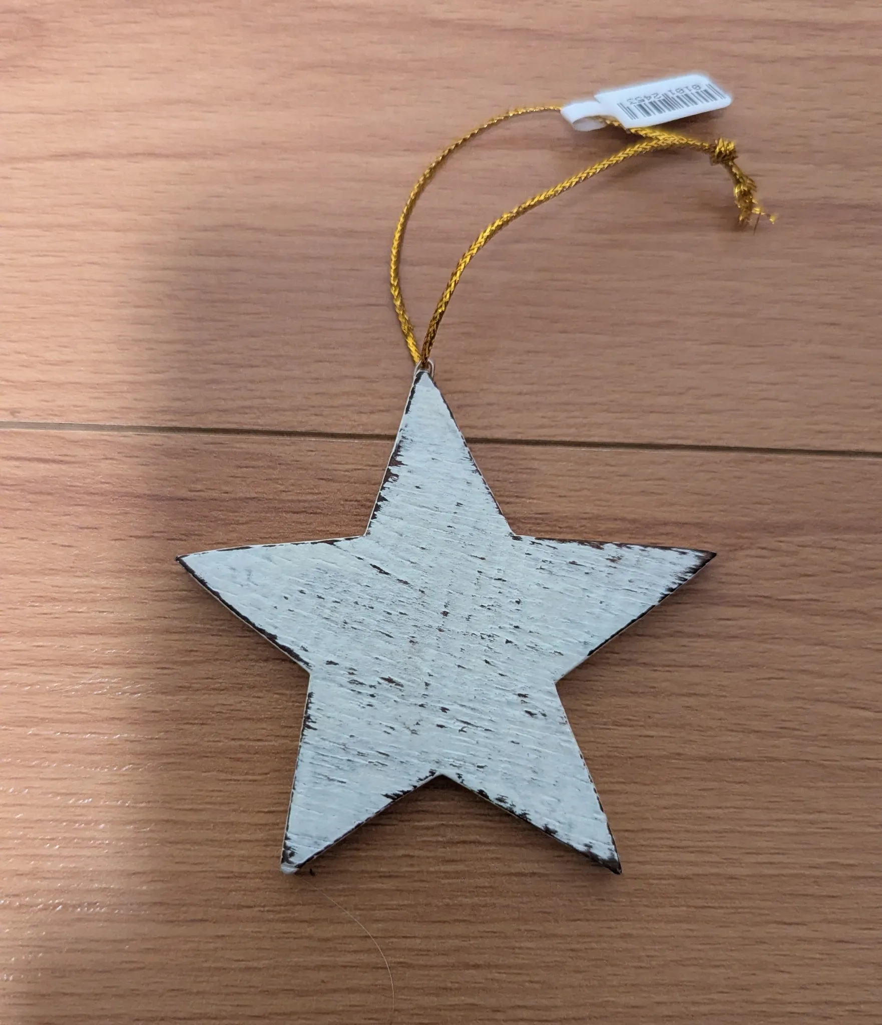 Brand New with Tags White Wooden Star Ornament photo 1