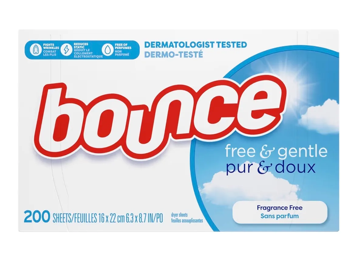 Bounce Dryer Sheets Free & Gentle, Unscented And Hypoallergenic photo 1
