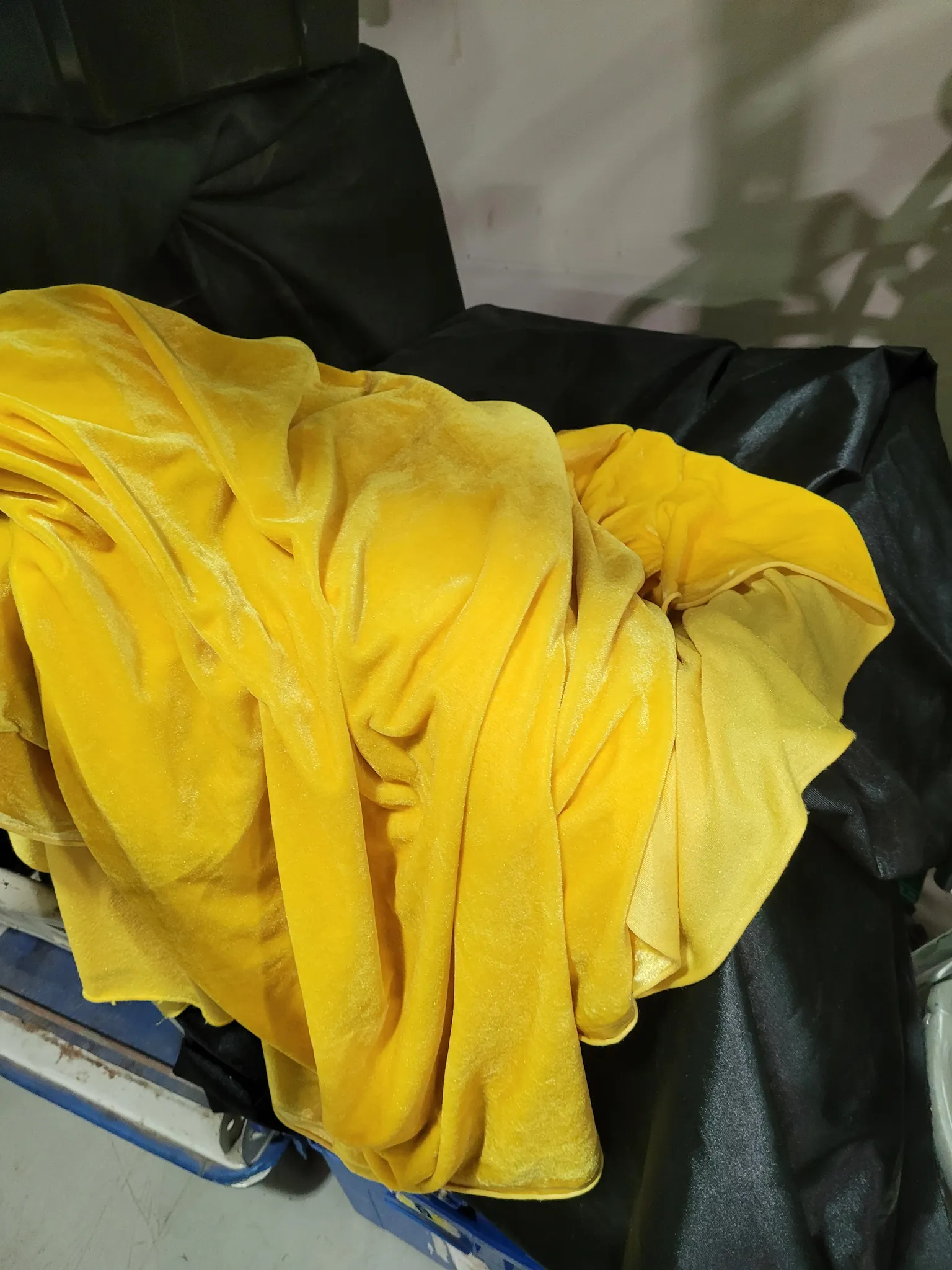Big piece of yellow velvet fabric  photo 1