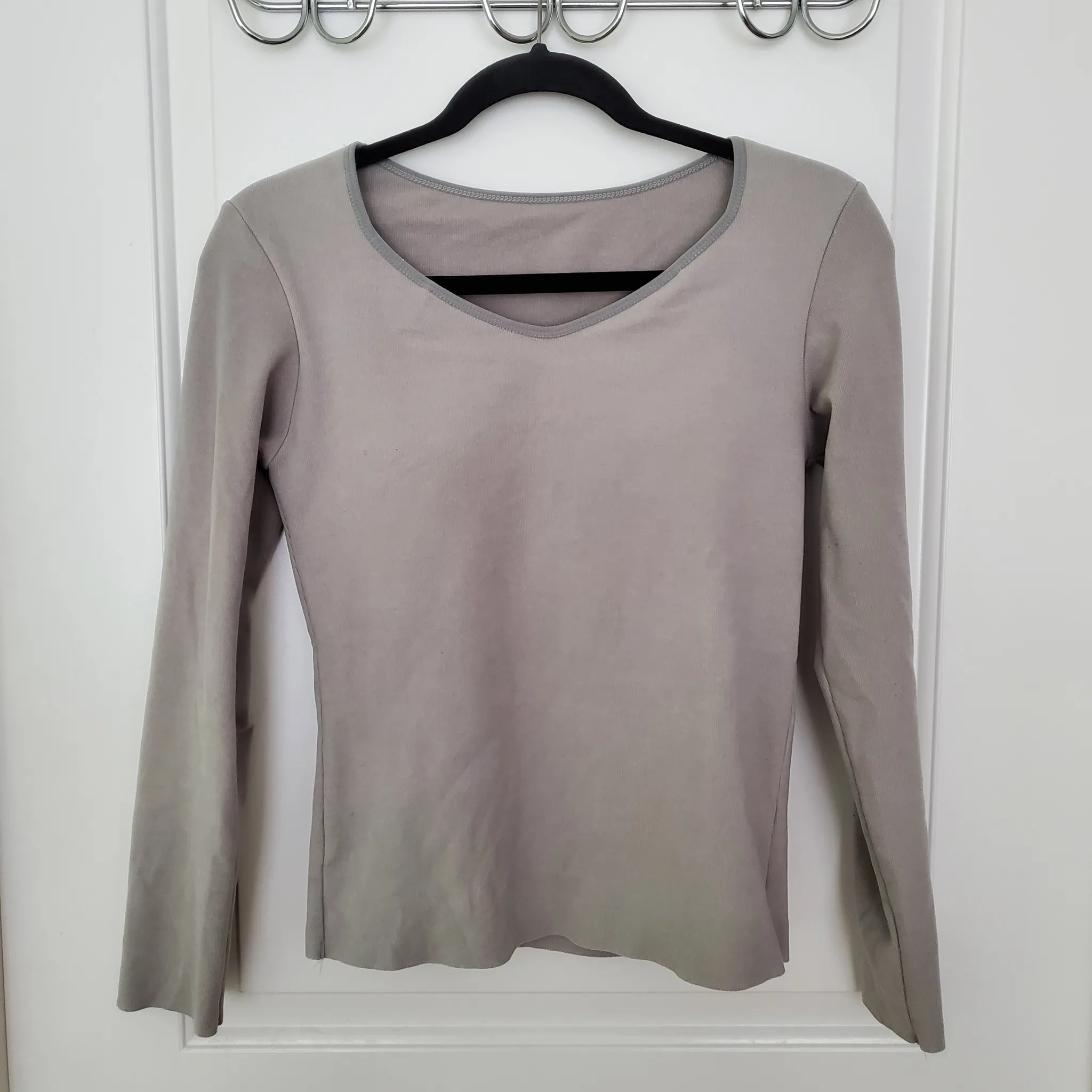 Light Grey Thermal Fleece Long Sleeve Shirt  photo 1