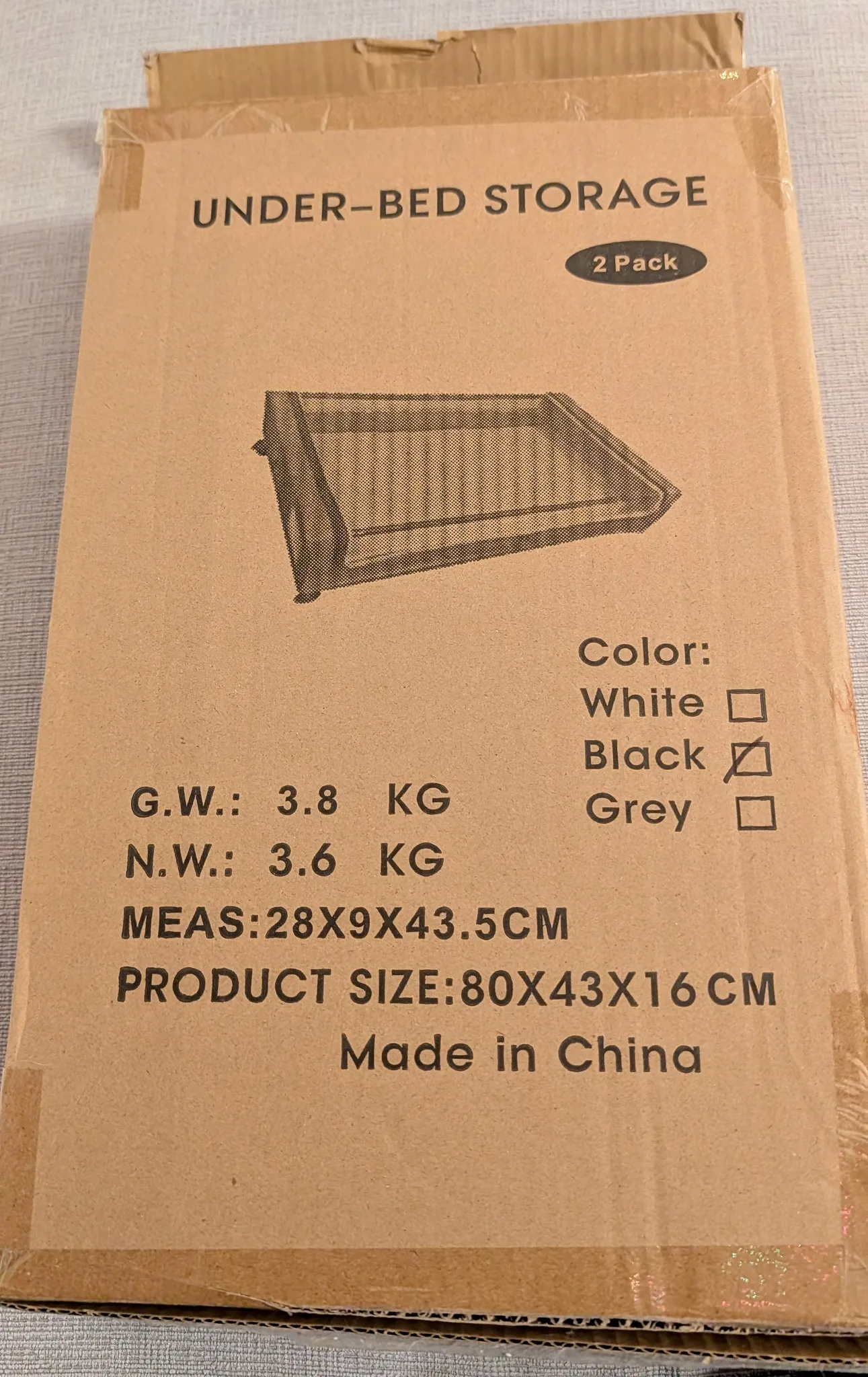Brand New in Package Under-Bed Storage with Wheels Black Metal ( photo 1