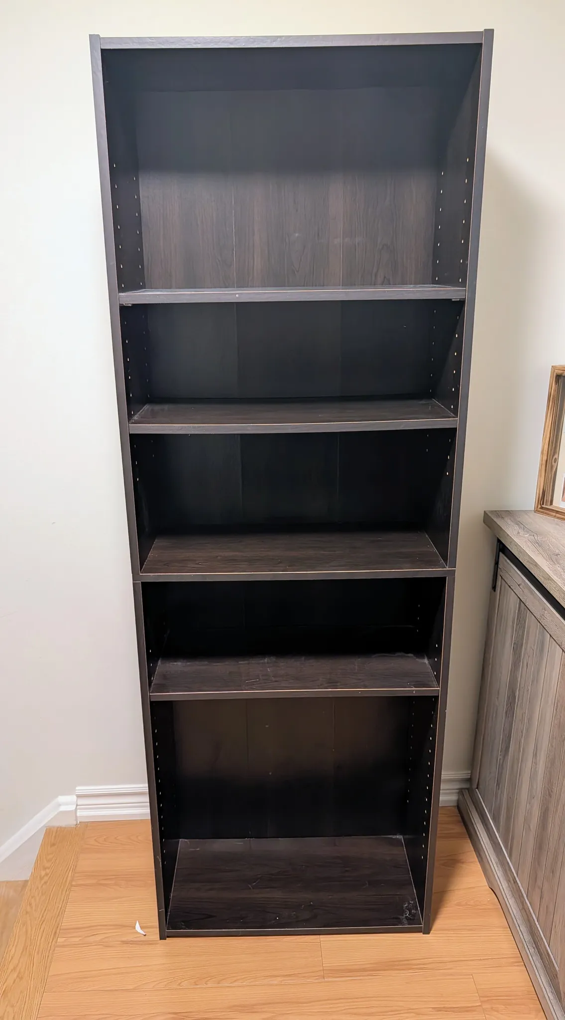 Dark Wood 5-Shelf Bookshelf photo 1