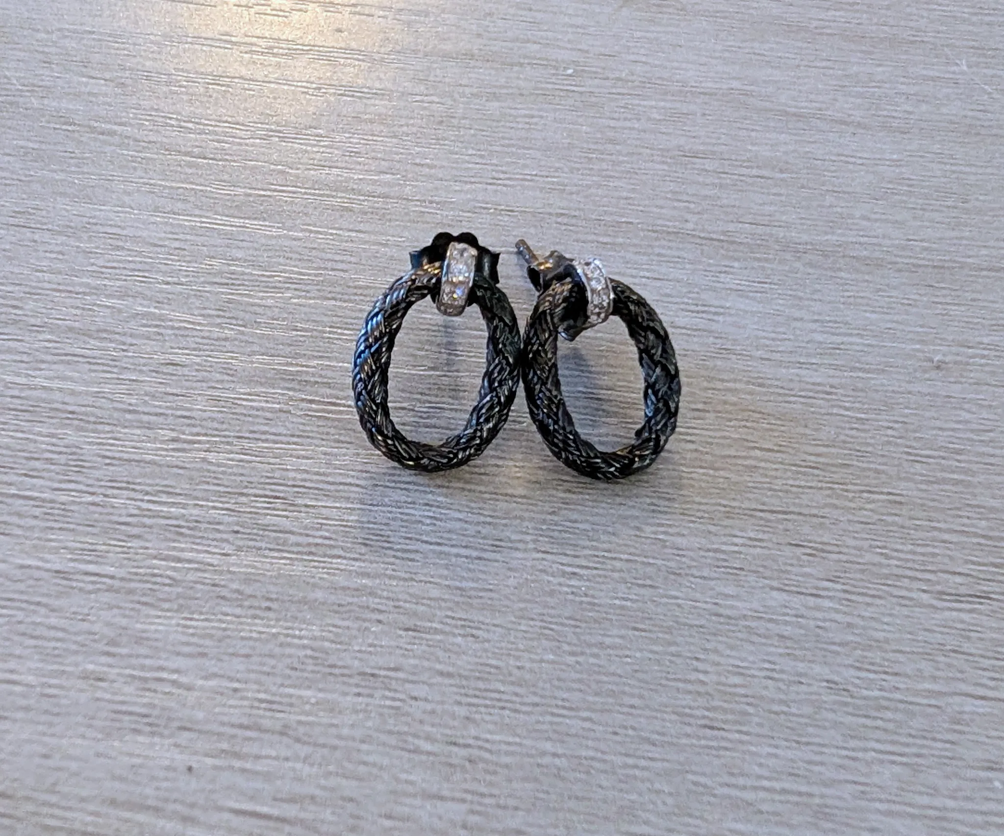 Brand New Small Hoop Earrings with Crystals photo 1