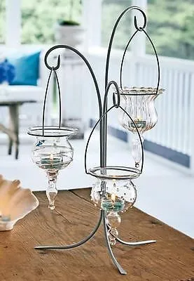 Partylite shimmer lights tealight tree P8986 candle trio glass h photo 1