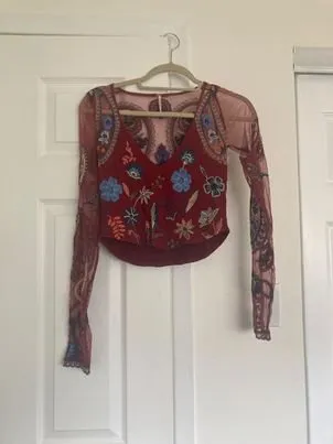 Beautiful Dark red Mesh Top photo 1