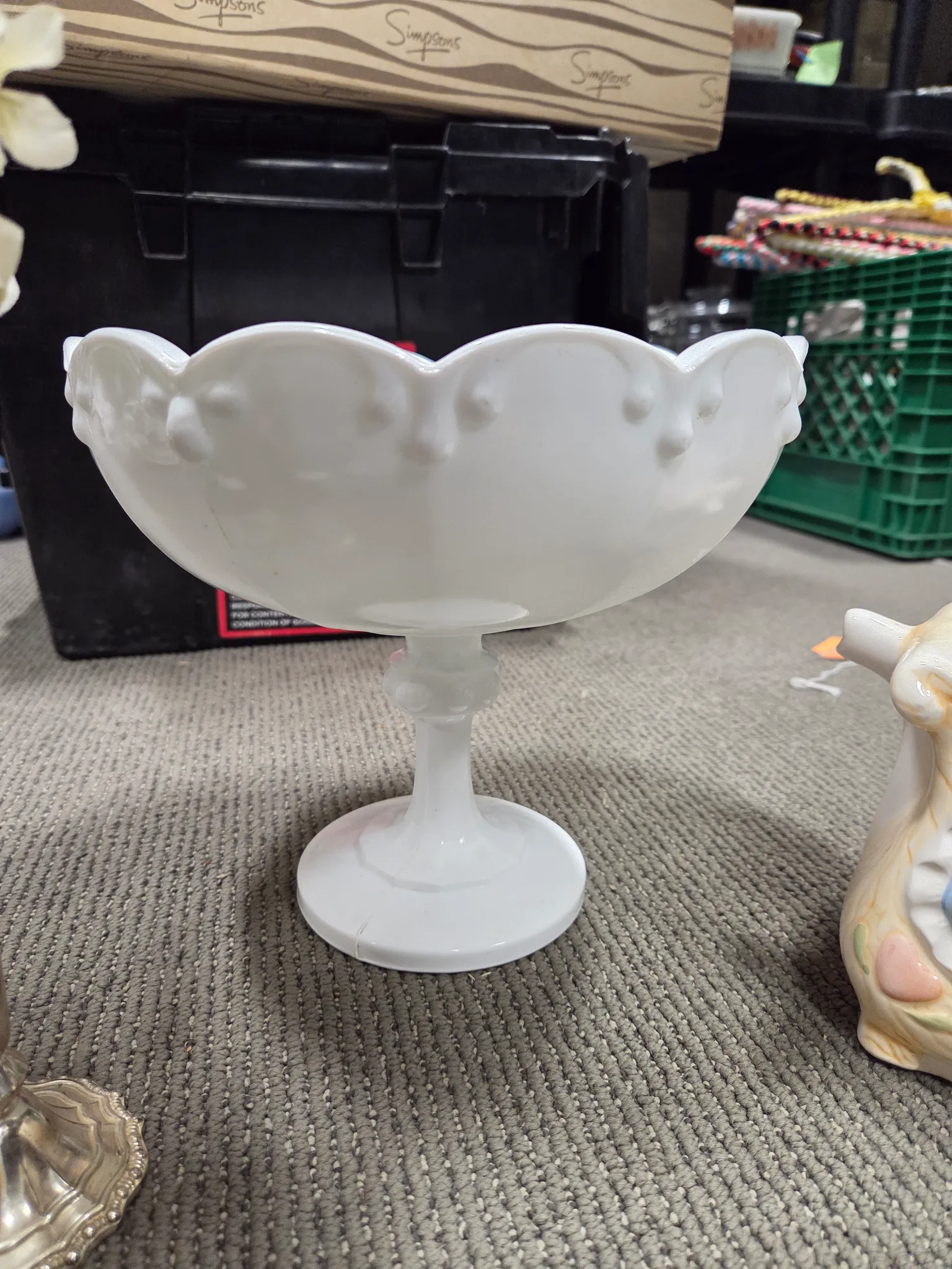 Pedistal milk glass bowl photo 1
