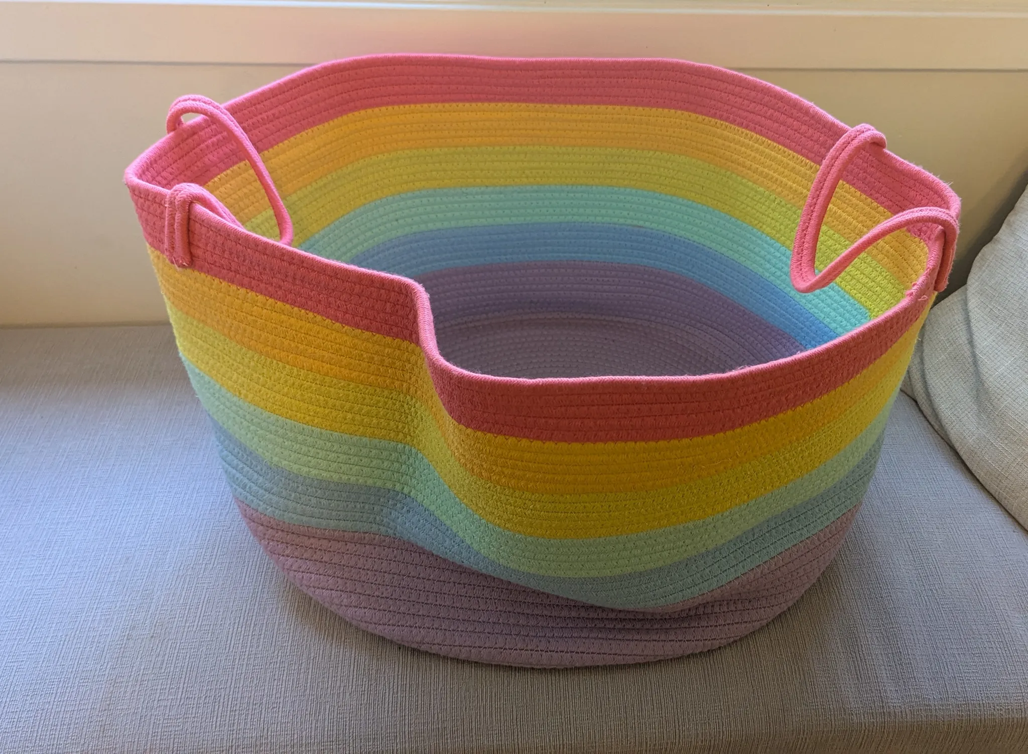 Rainbow Cotton Rope Basket  photo 1