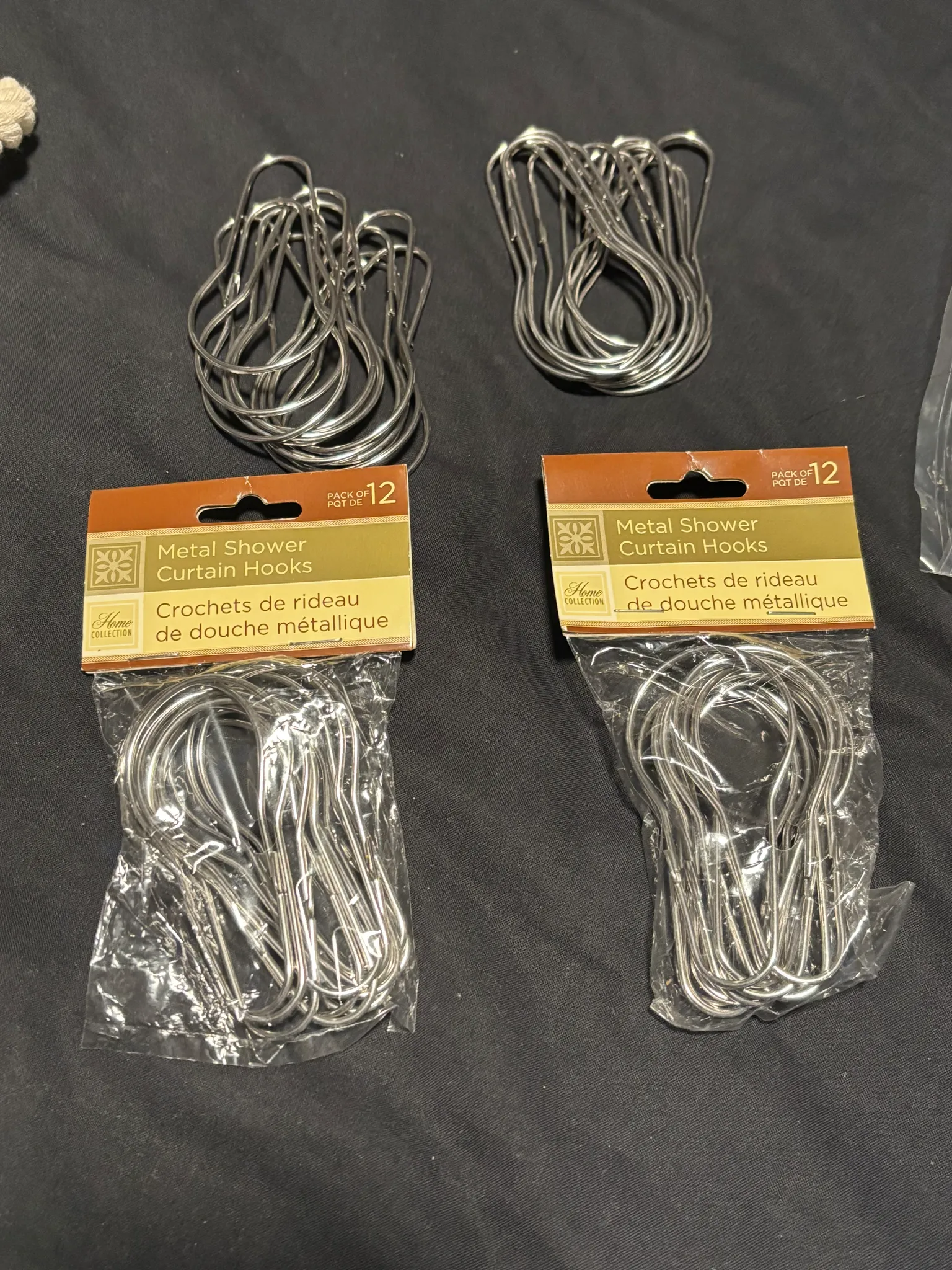 4 Packs of Metal Shower Curtain Hooks + Beige Cord photo 1