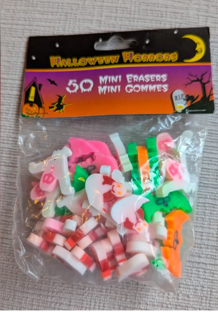 Brand New Halloween Horrors Mini Erasers - 50 Pack photo 1