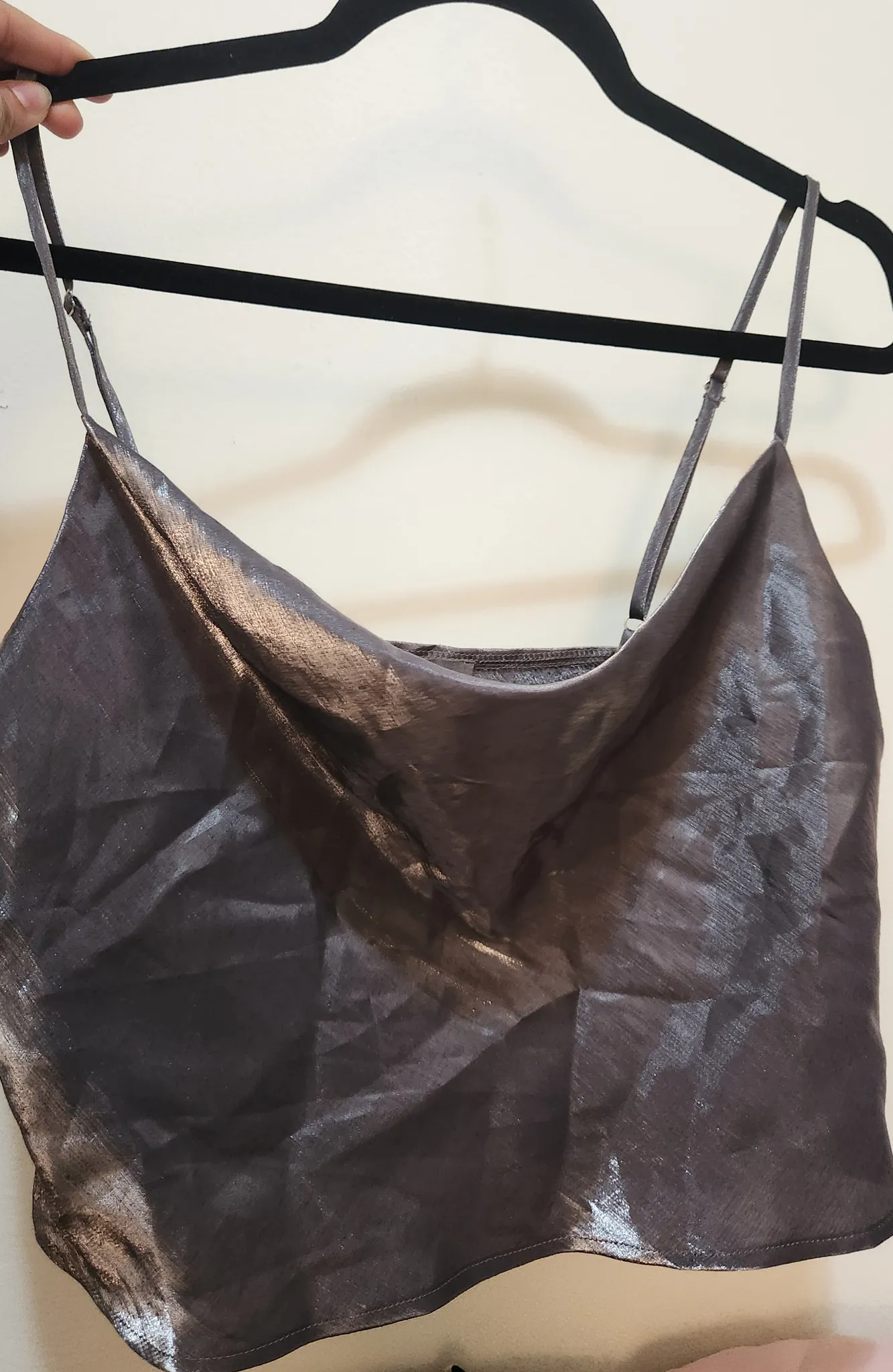 Shiny CowlNeck Crop  Camisole ✨️ 🩶🤍 photo 1