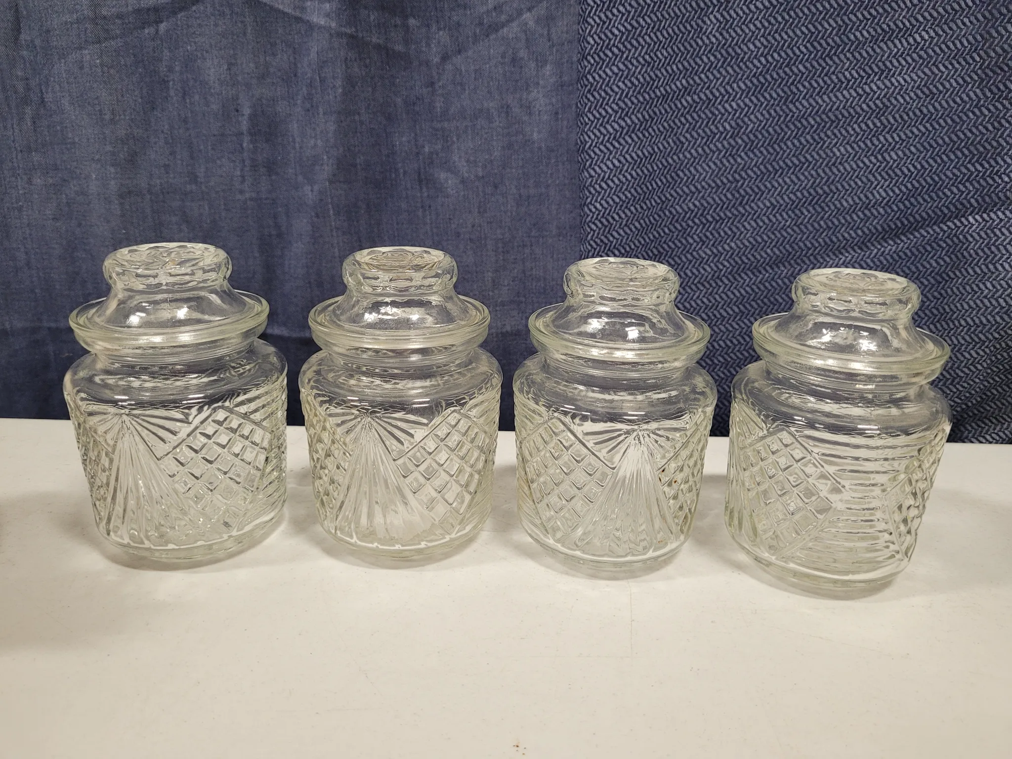 Vintage glass canister set photo 1